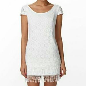 Lilly Pulitzer White Lace Fringe Shift Dress